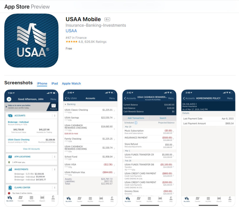 USAA mobile app