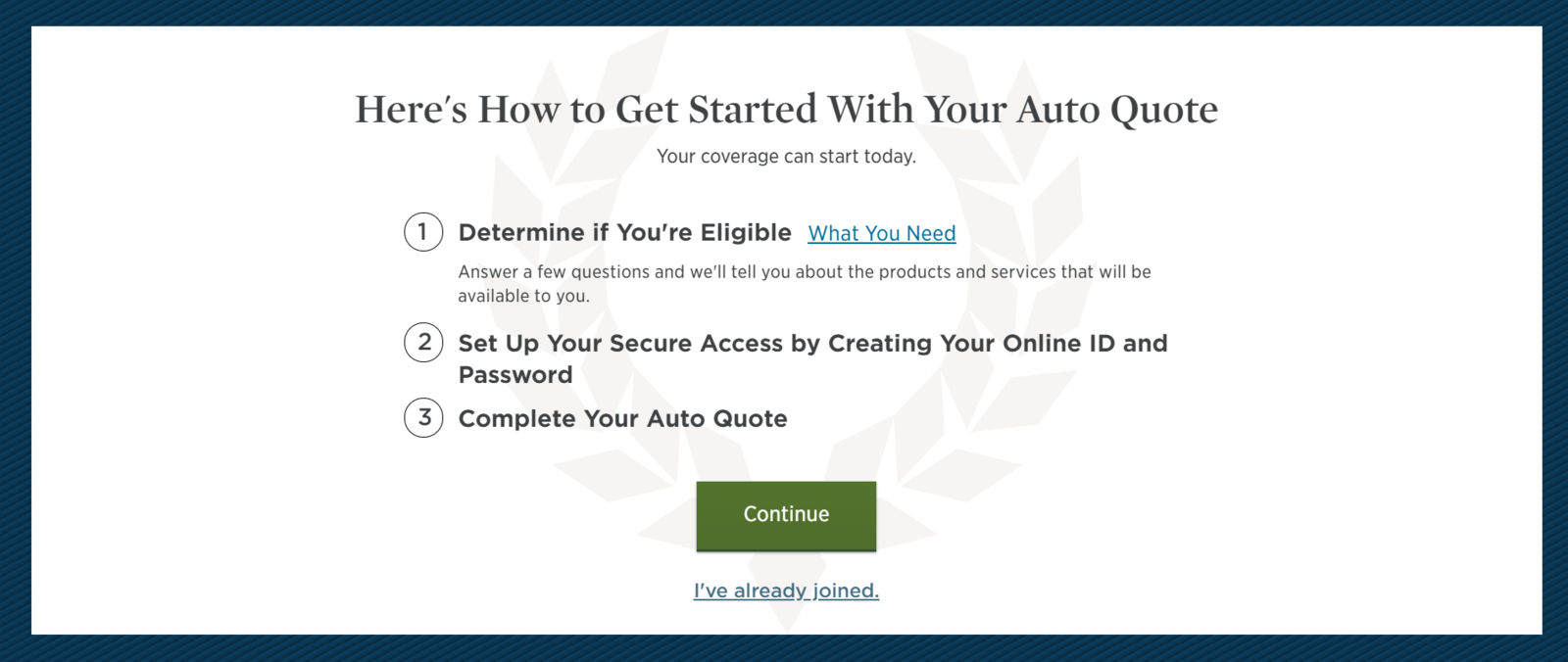 USAA How to get started
